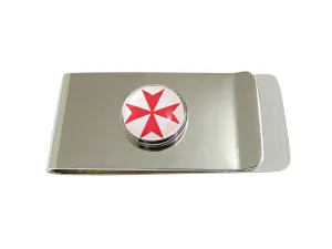 Red Maltese Cross Pendant Money Clip