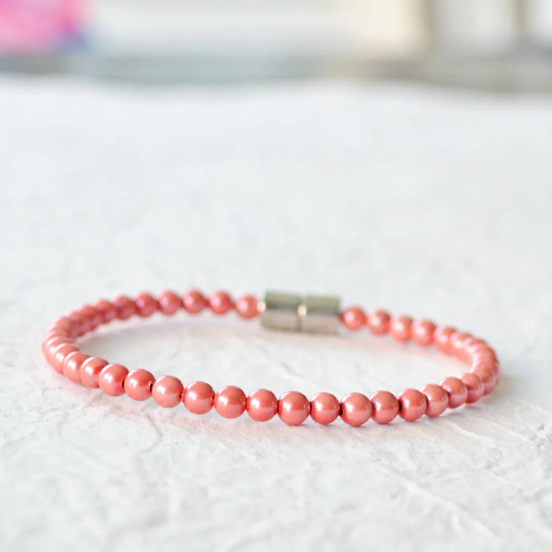 Red Pearl Hematite Stone Magnetic Bracelet