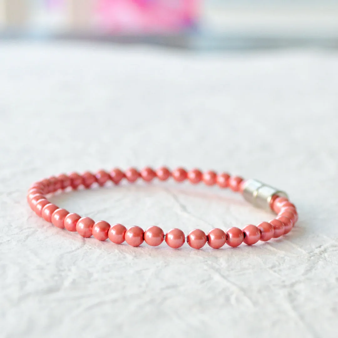 Red Pearl Hematite Stone Magnetic Bracelet