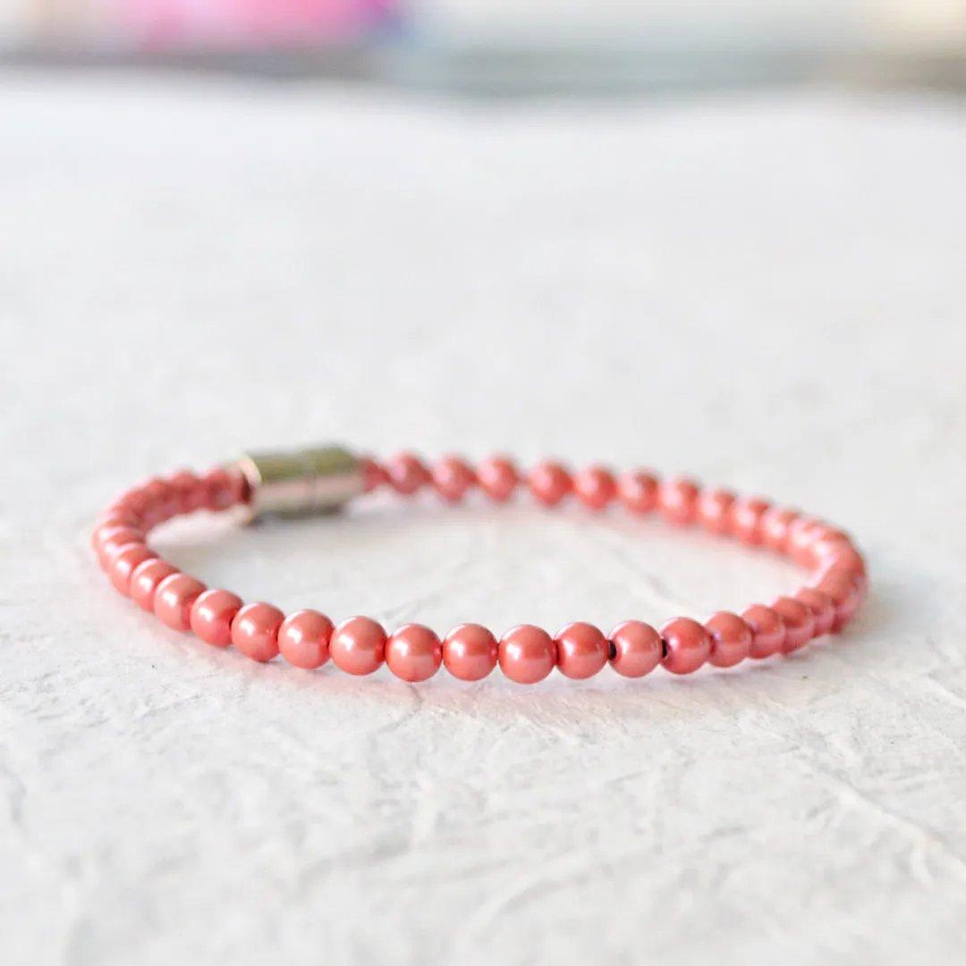 Red Pearl Hematite Stone Magnetic Bracelet