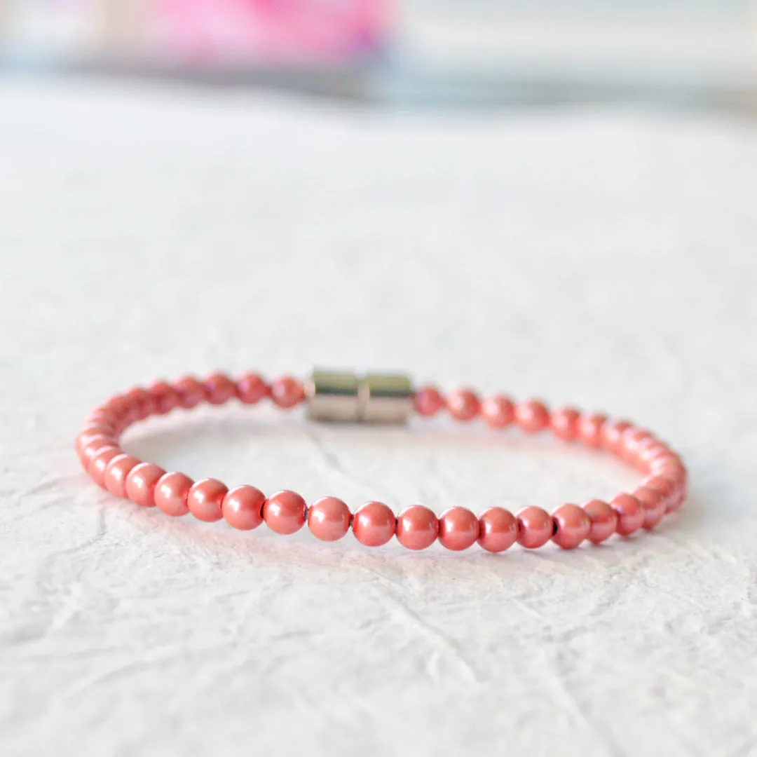 Red Pearl Hematite Stone Magnetic Bracelet