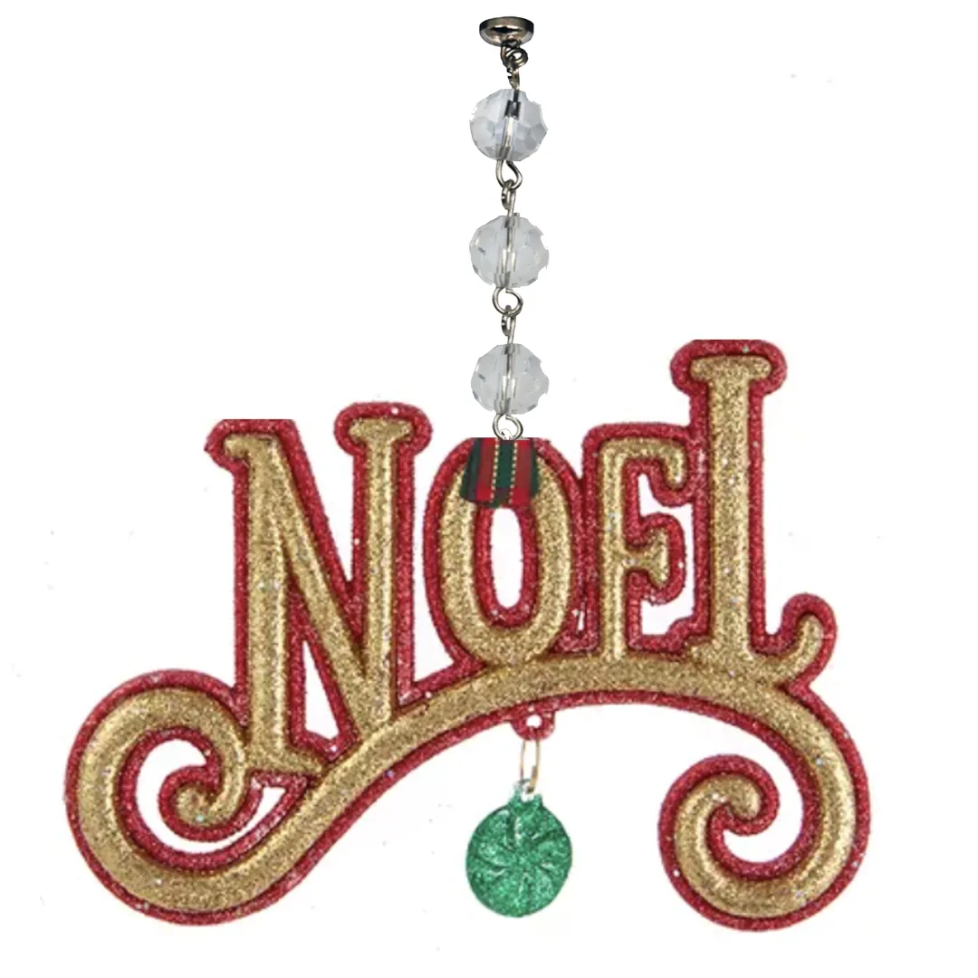 RED/GOLD NOEL (Set/3) MAGNETIC CHANDELIER ORNAMENT