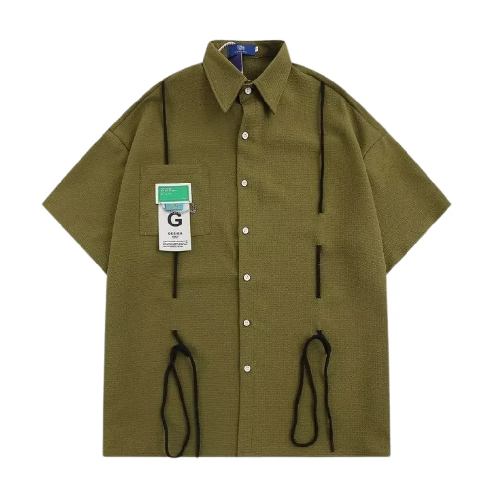 Retro String Logo Cotton Shirt