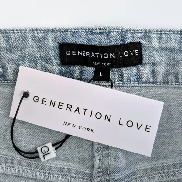 REVOLVE Generation Love New York Claudette Crystal Studded Denim Skirt L NWT