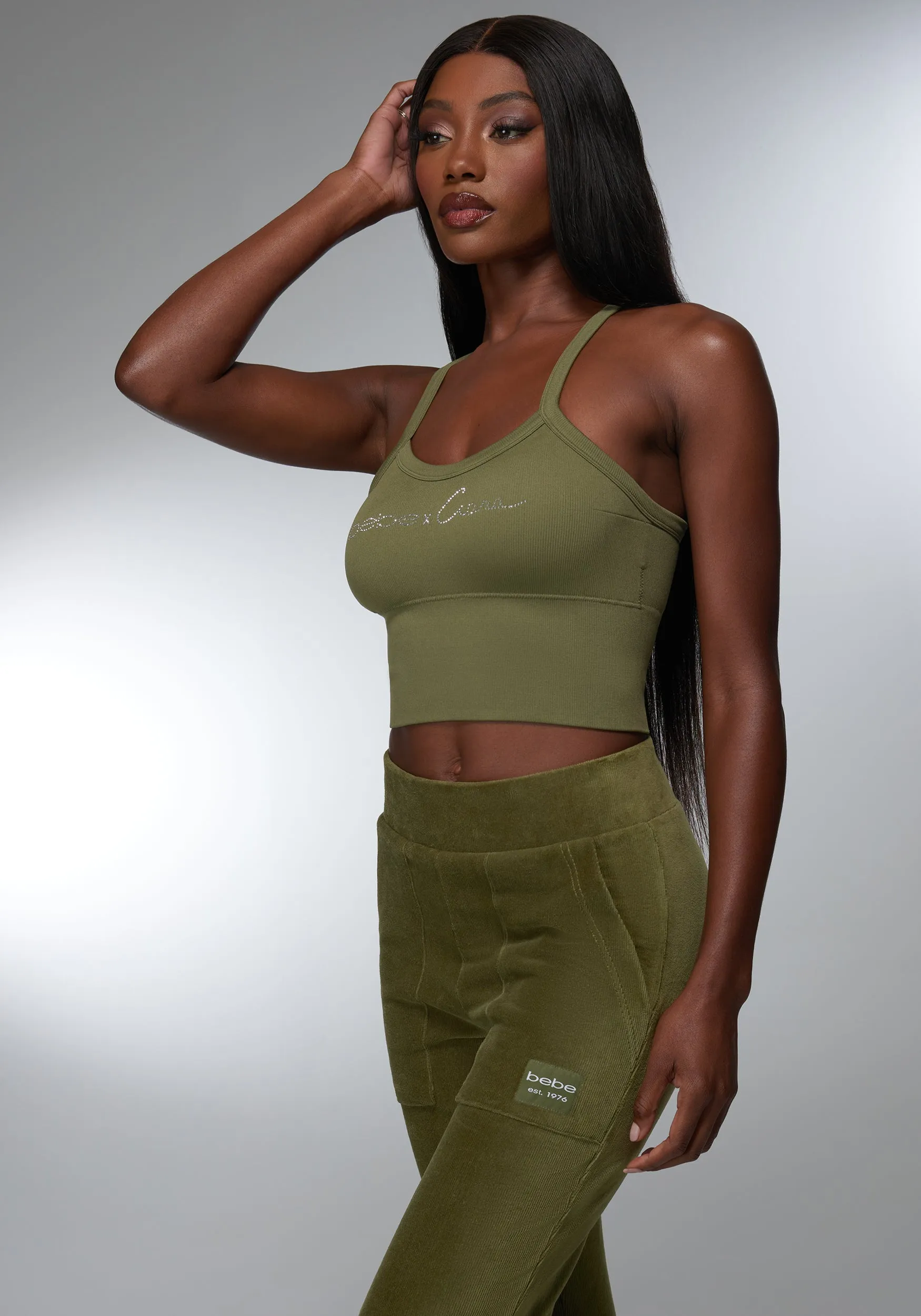Rhinestone Logo Bra Tank
