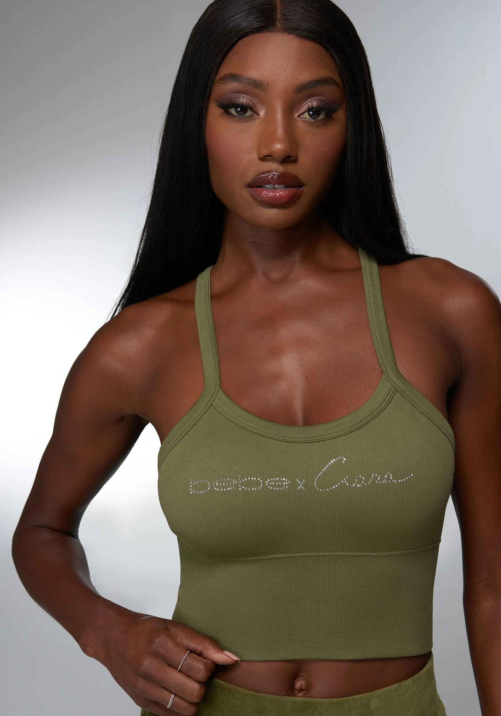 Rhinestone Logo Bra Tank