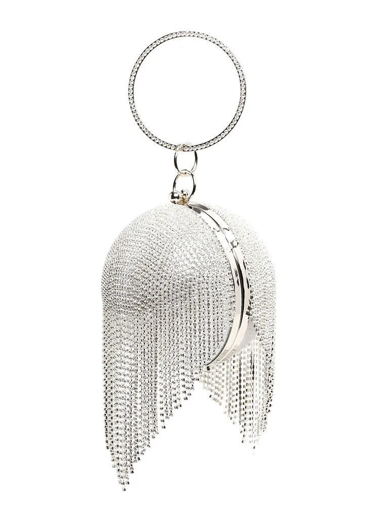 Rhinestone Tassel Evening Clutch