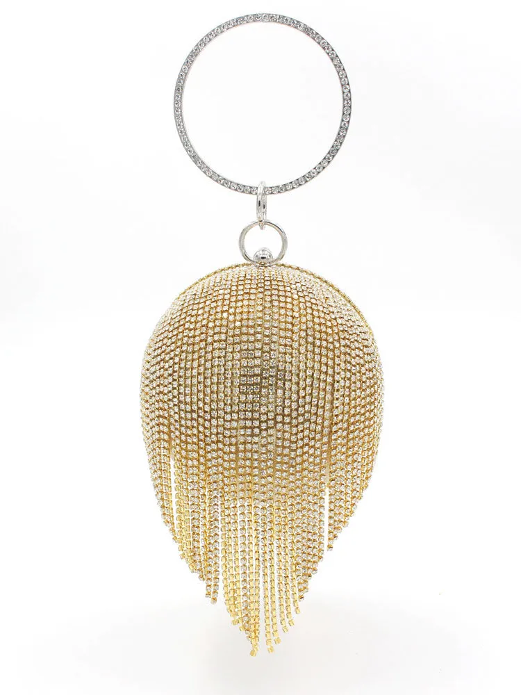 Rhinestone Tassel Evening Clutch