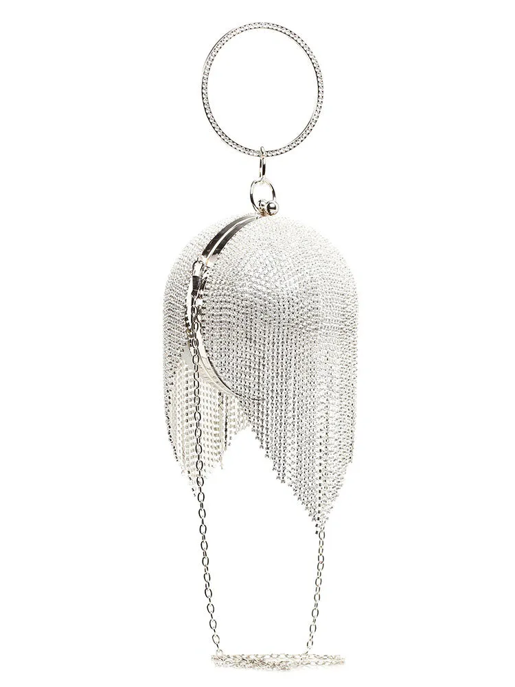 Rhinestone Tassel Evening Clutch