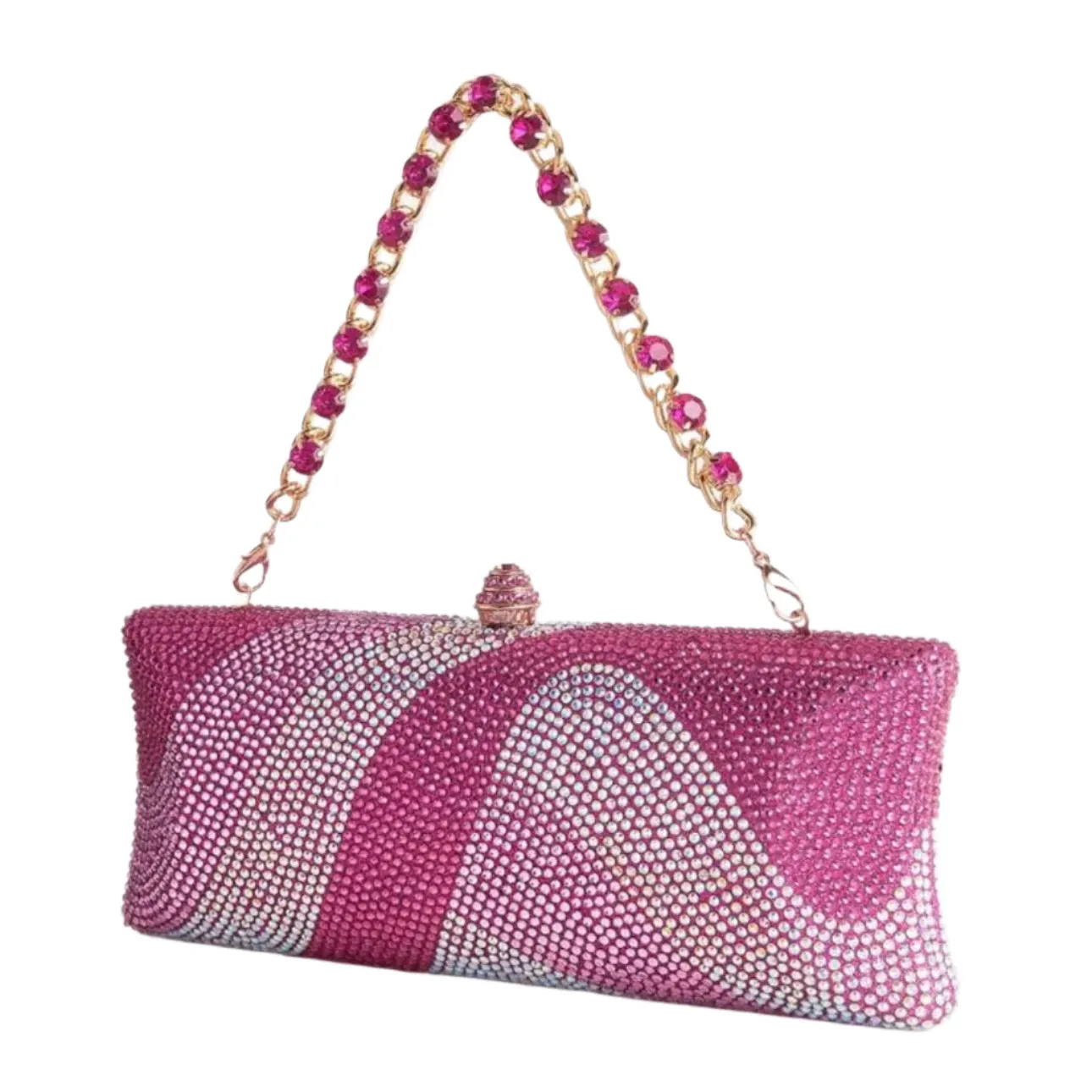 Rose Red Rhinestone Clutch Evening Bag