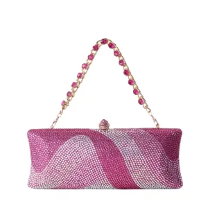 Rose Red Rhinestone Clutch Evening Bag