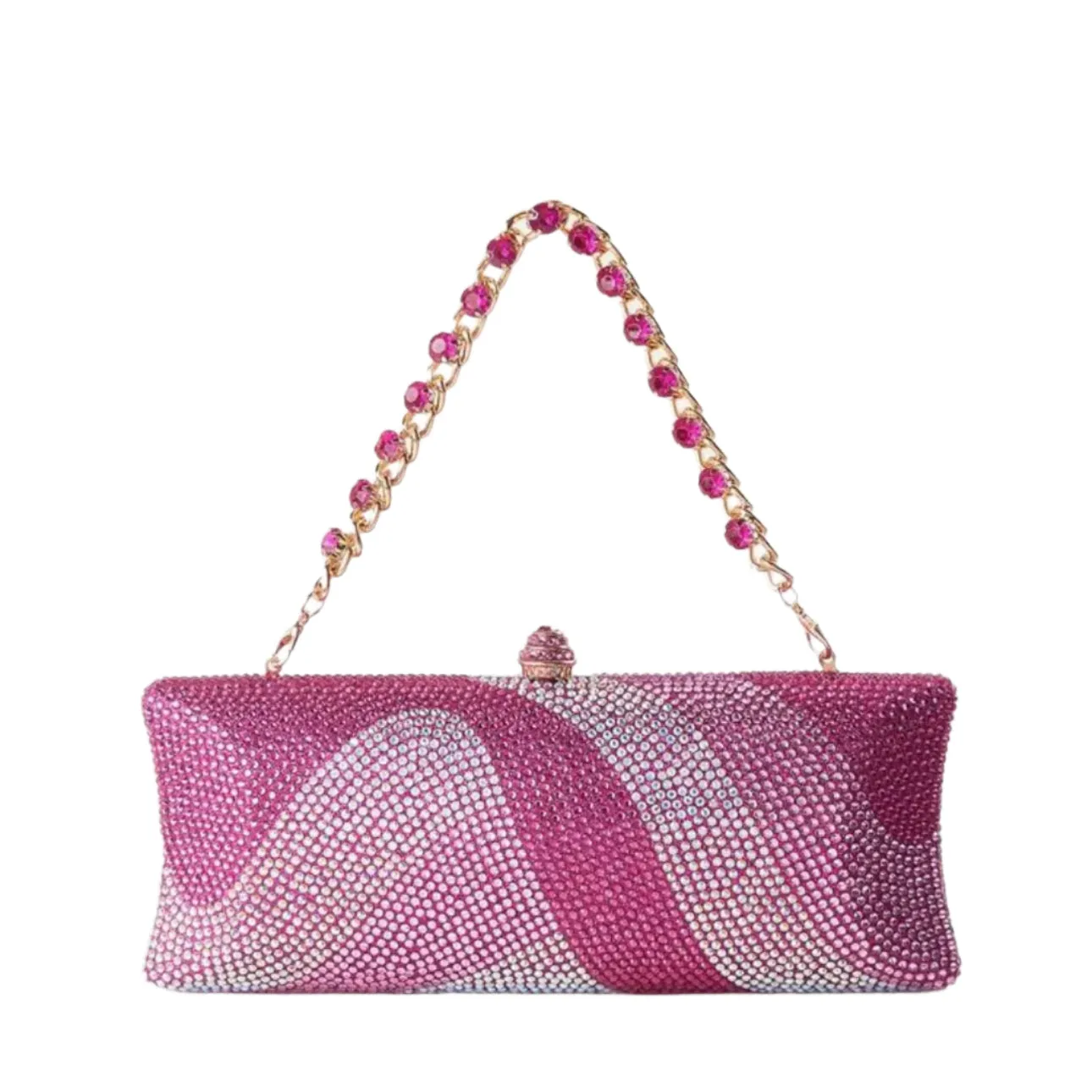 Rose Red Rhinestone Clutch Evening Bag