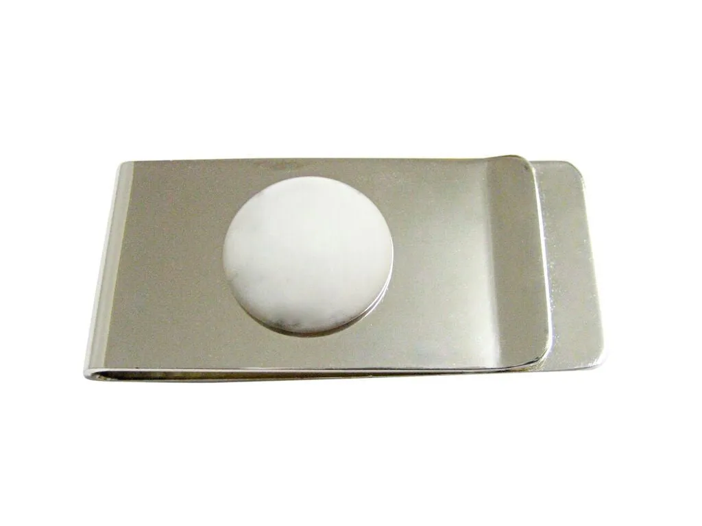Round White Howlite Gemstone Money Clip