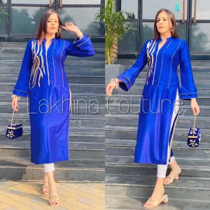 Royal Blue Embroidered Kurti