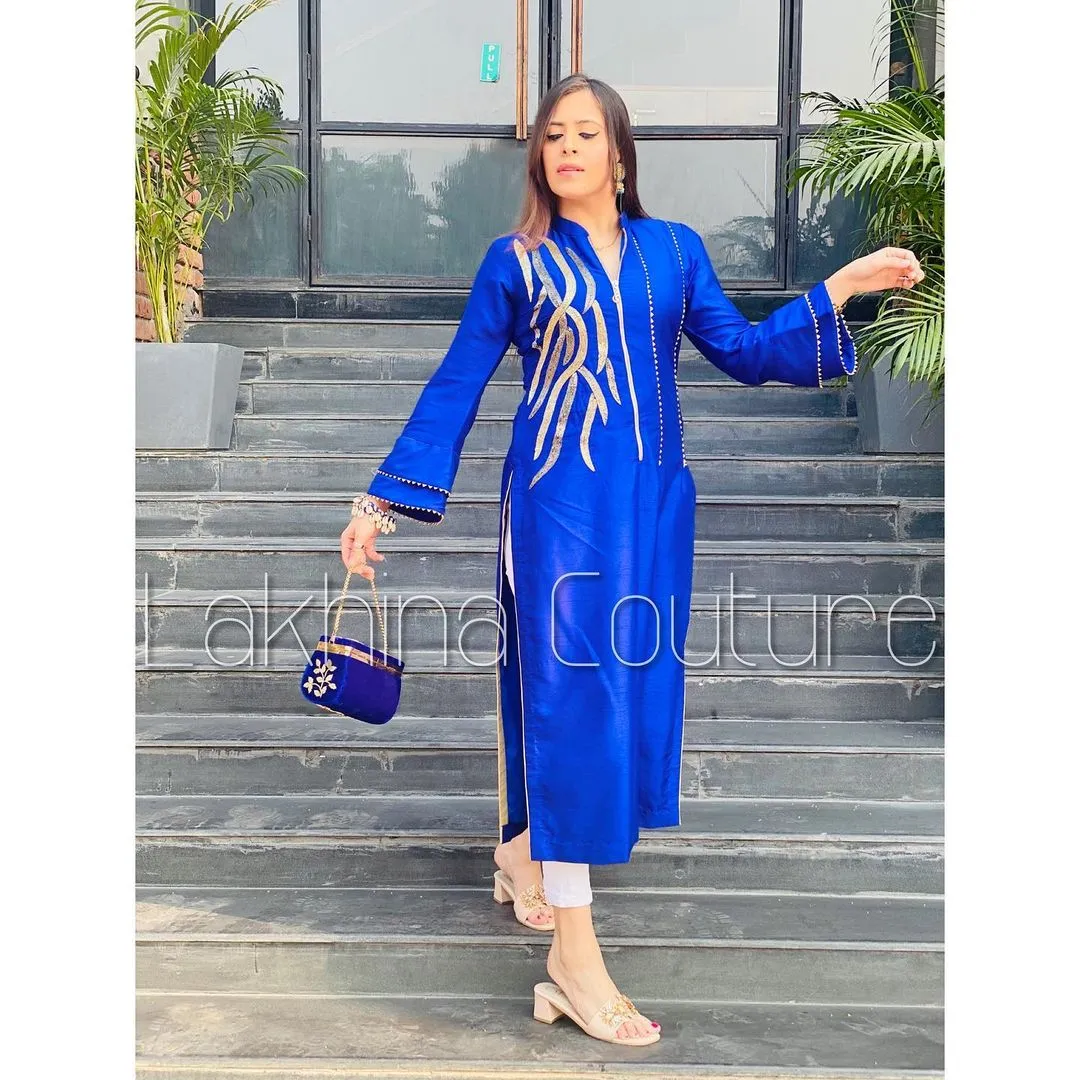 Royal Blue Embroidered Kurti
