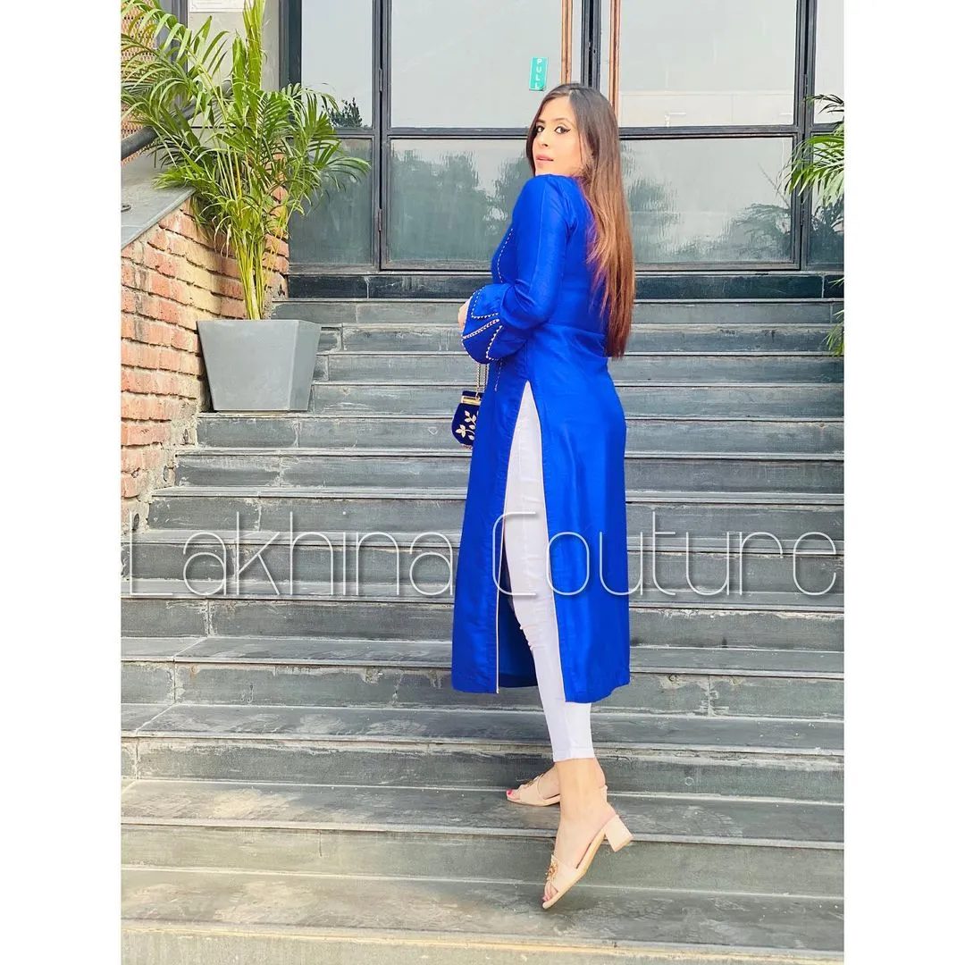 Royal Blue Embroidered Kurti