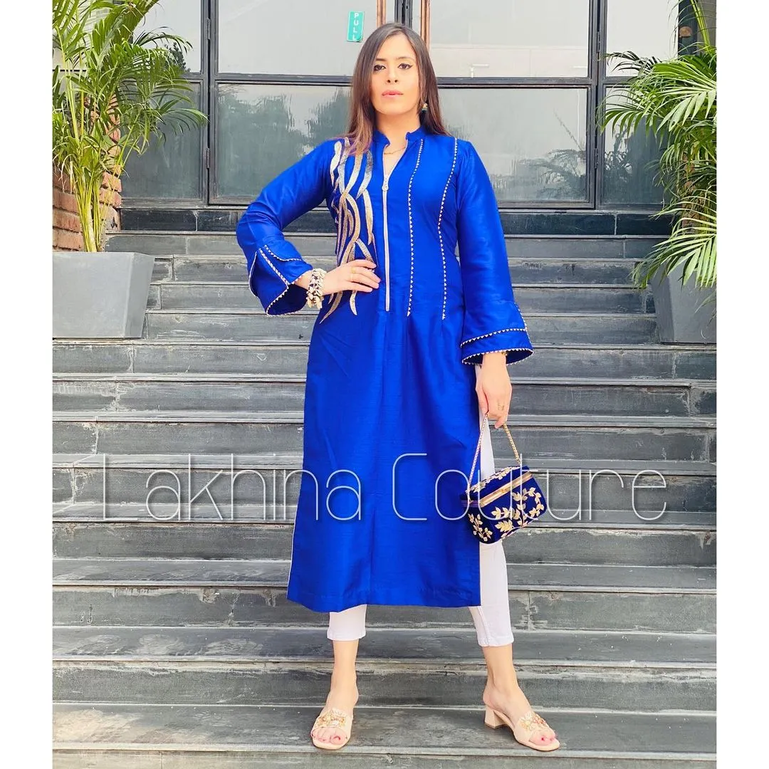 Royal Blue Embroidered Kurti