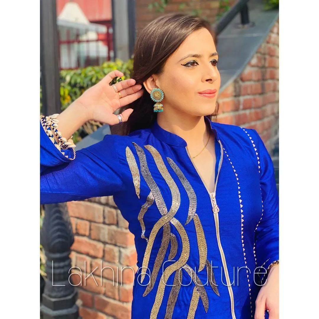 Royal Blue Embroidered Kurti