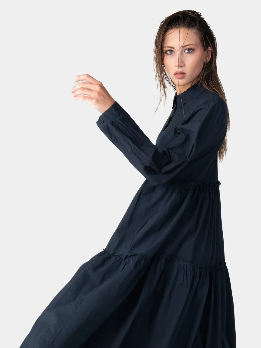 Ruffle Tiered Shirtdress