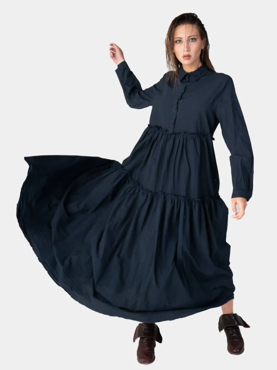 Ruffle Tiered Shirtdress