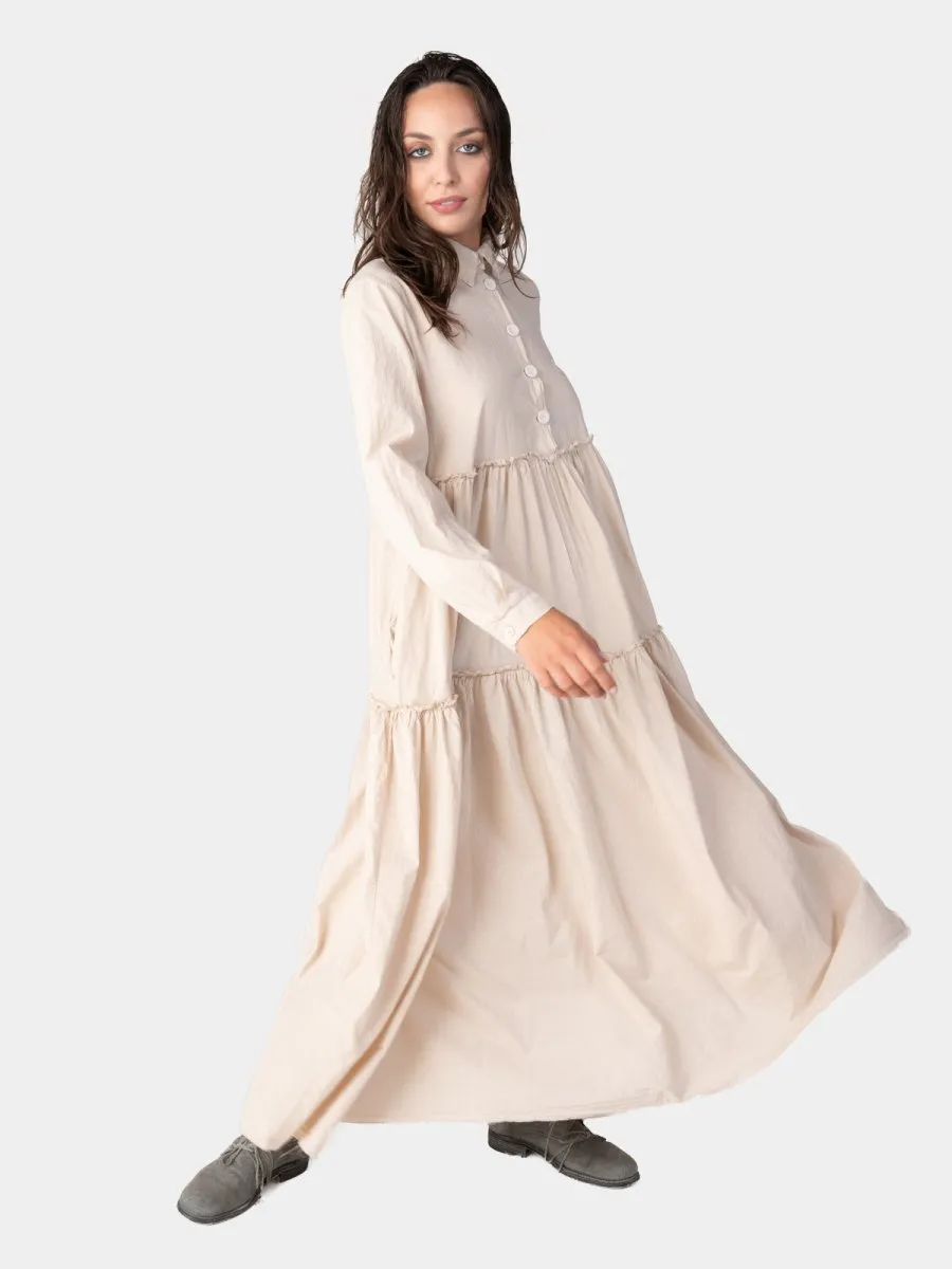 Ruffle Tiered Shirtdress