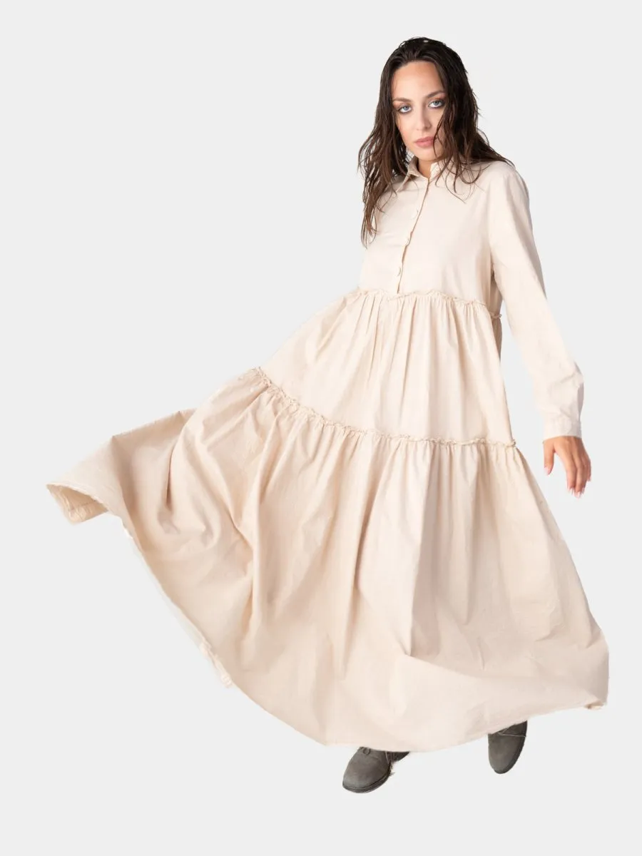 Ruffle Tiered Shirtdress