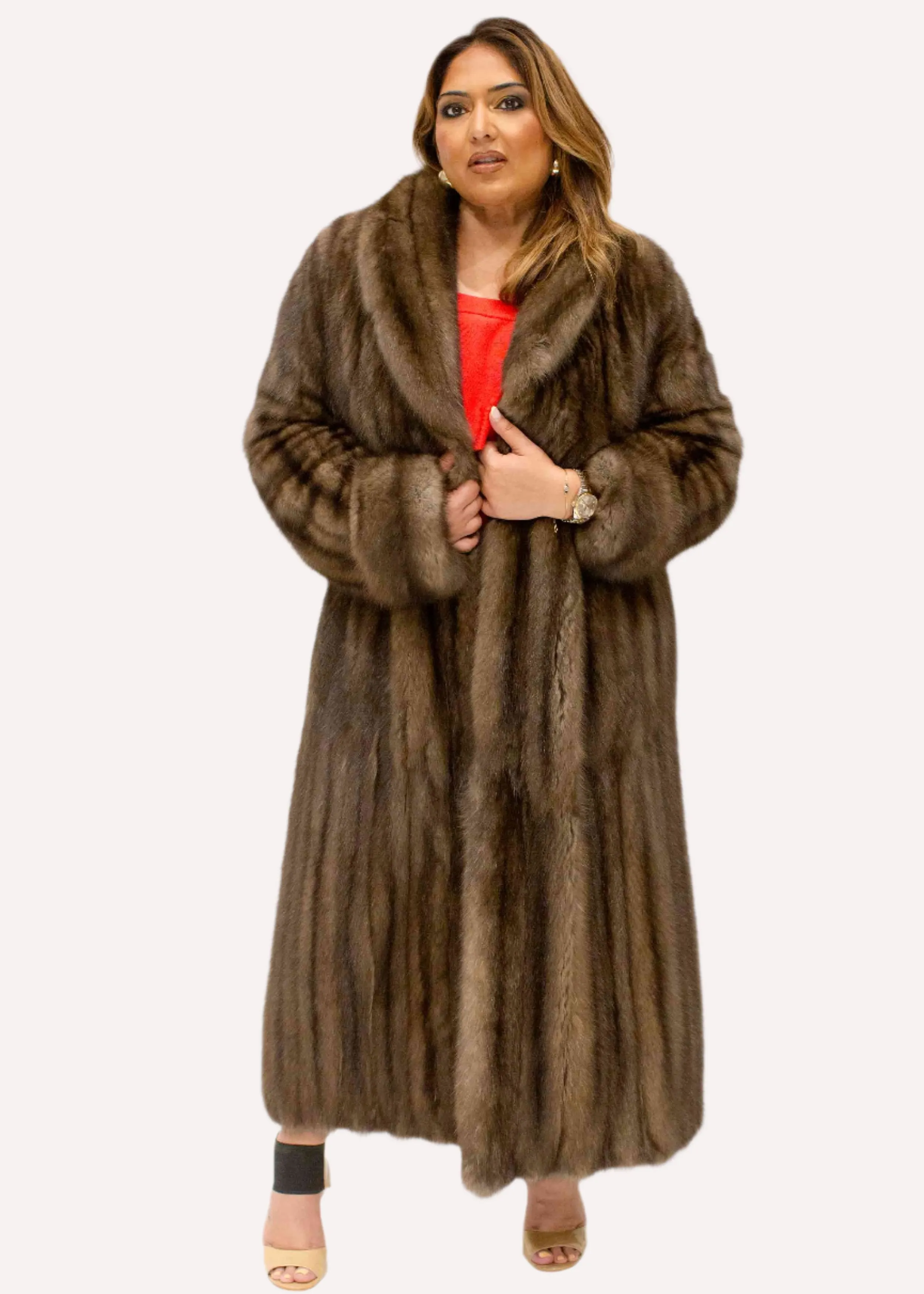 Russian Sable Fur Coat with Shawl Collar