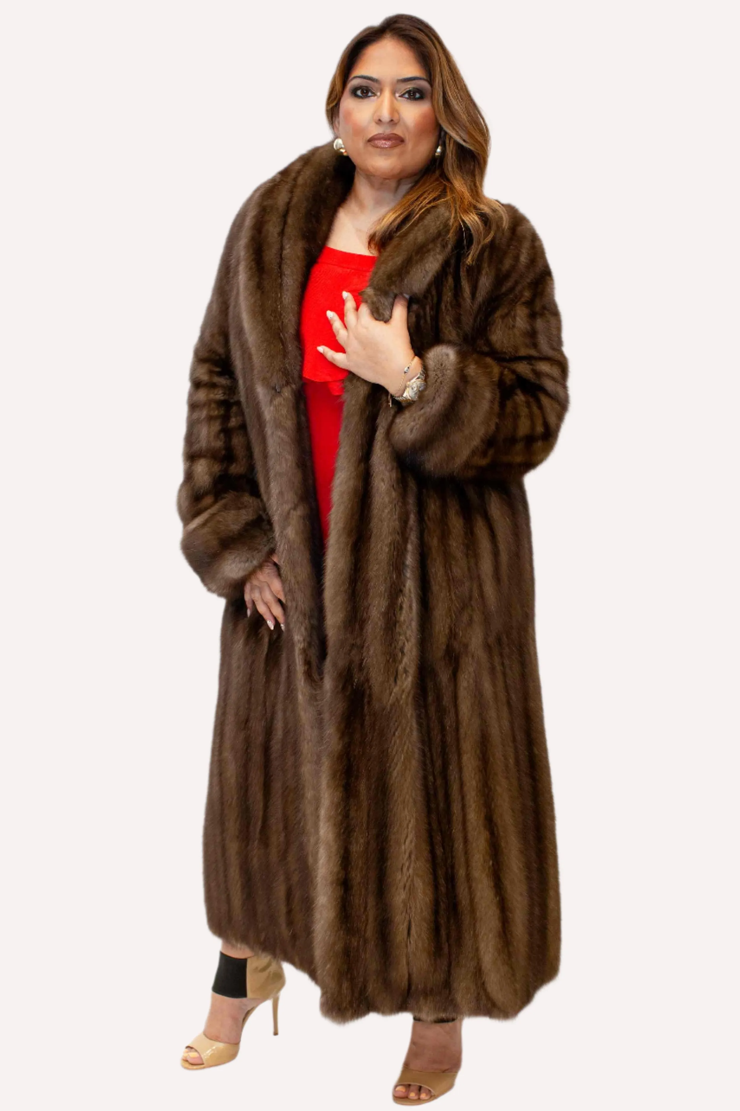 Russian Sable Fur Coat with Shawl Collar