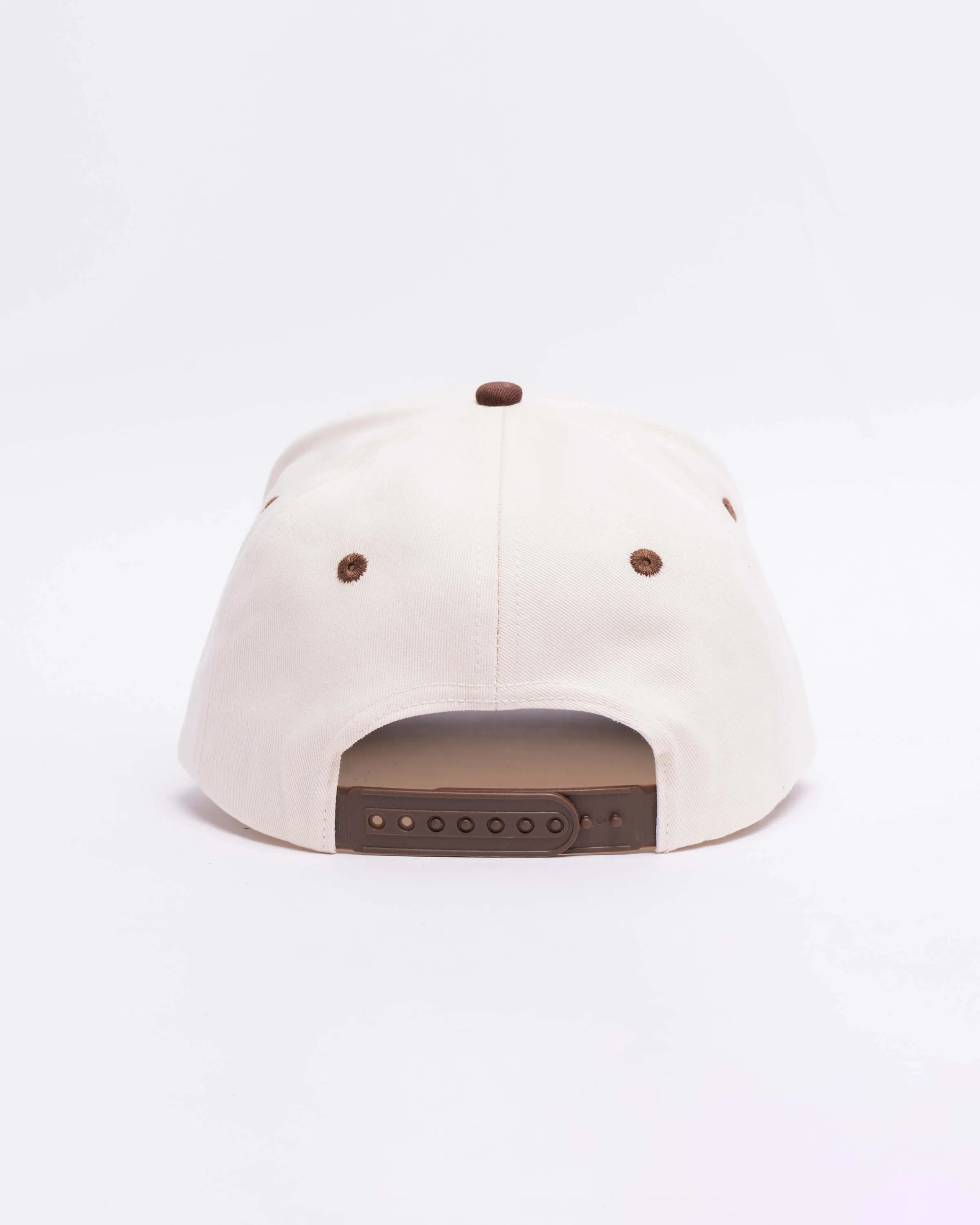 Saint Script Snapback Hat - Cream/Brown