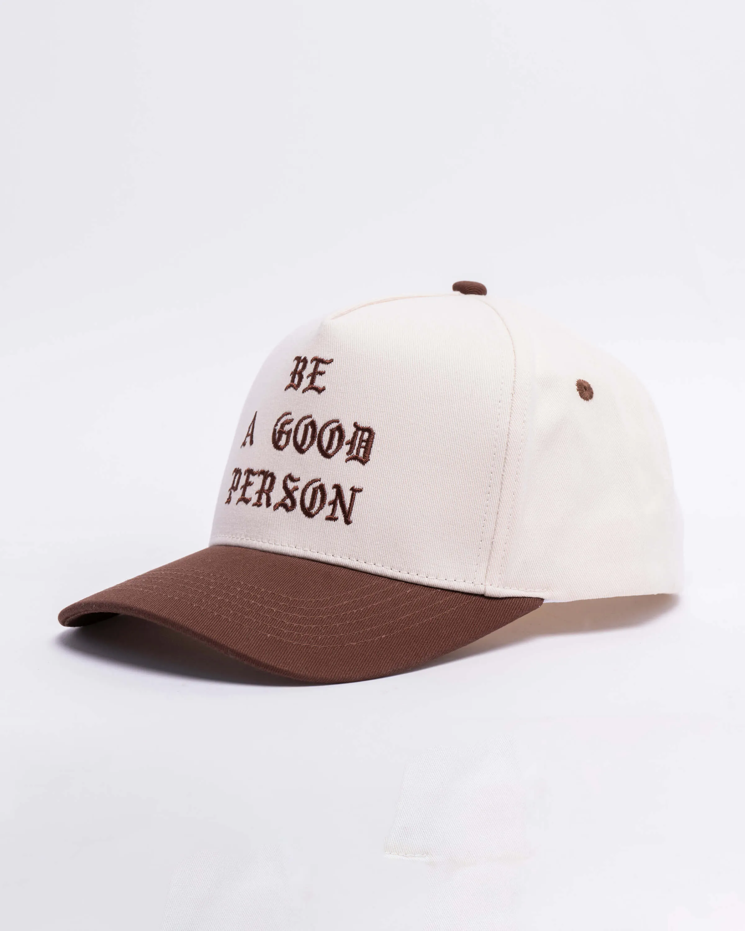 Saint Script Snapback Hat - Cream/Brown