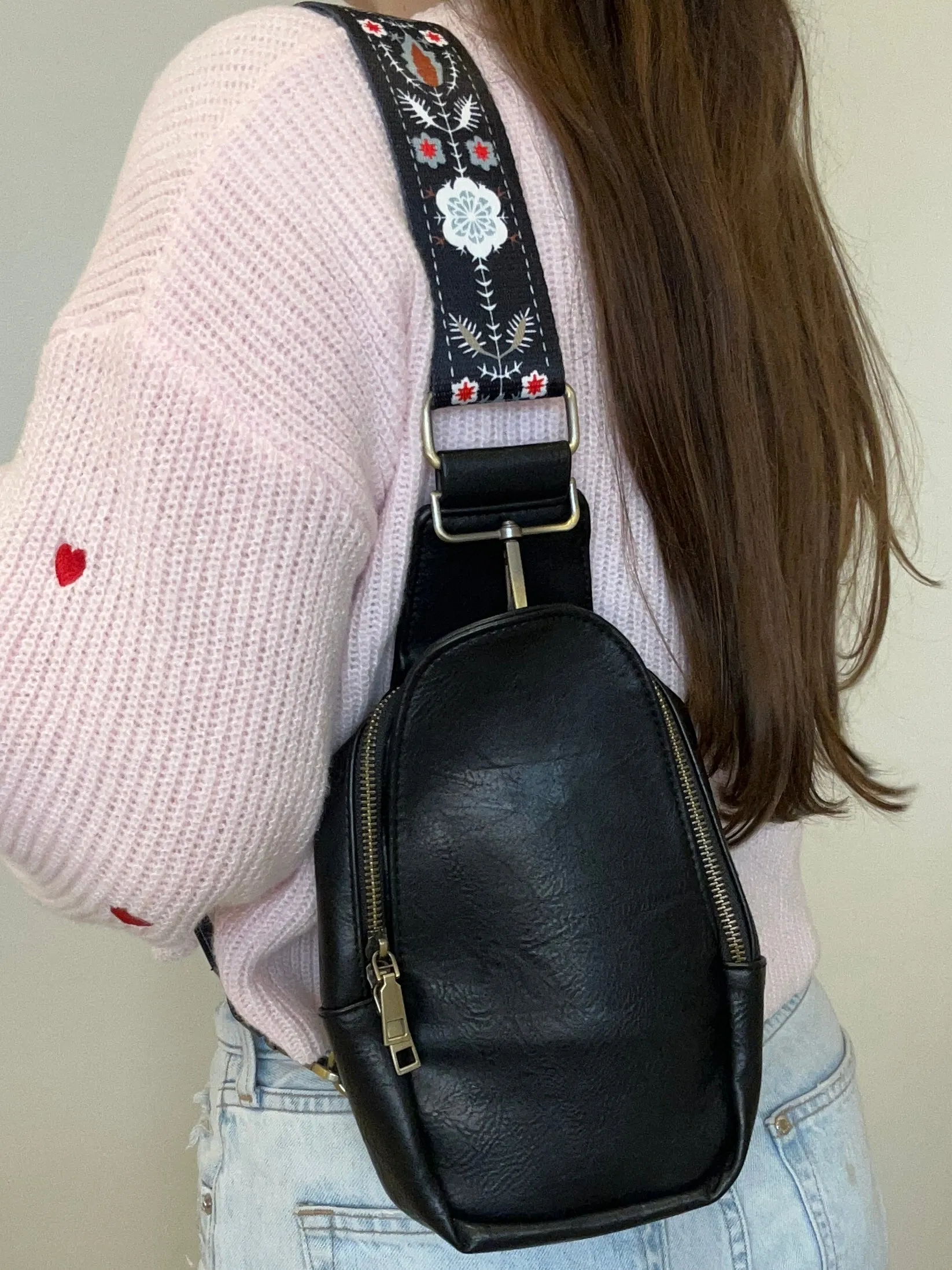 Sarah Shoulder Sling Bag - Black Boho
