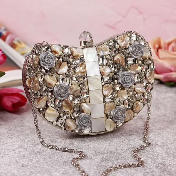 Seher Embellished Brass Clutch Golden