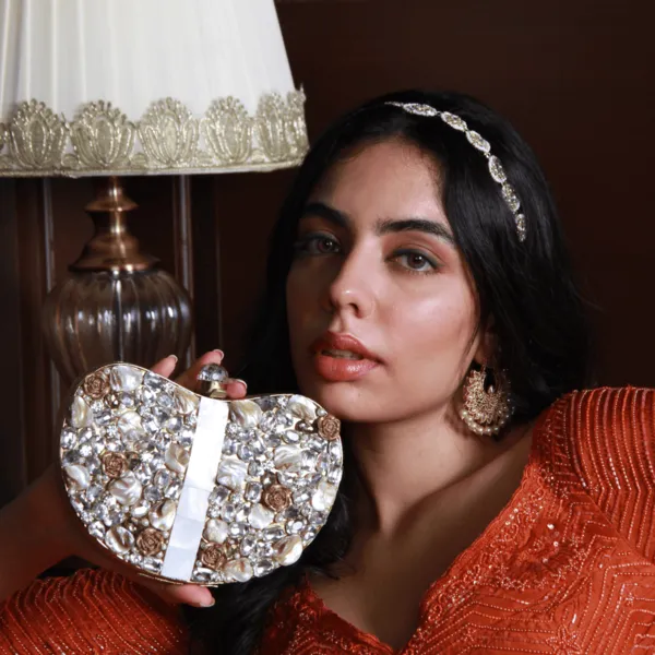 Seher Embellished Brass Clutch Golden