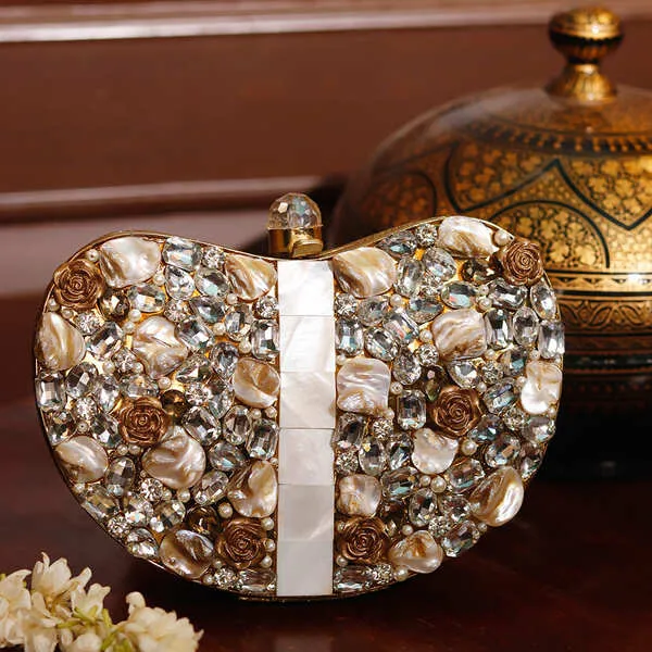 Seher Embellished Brass Clutch Silver