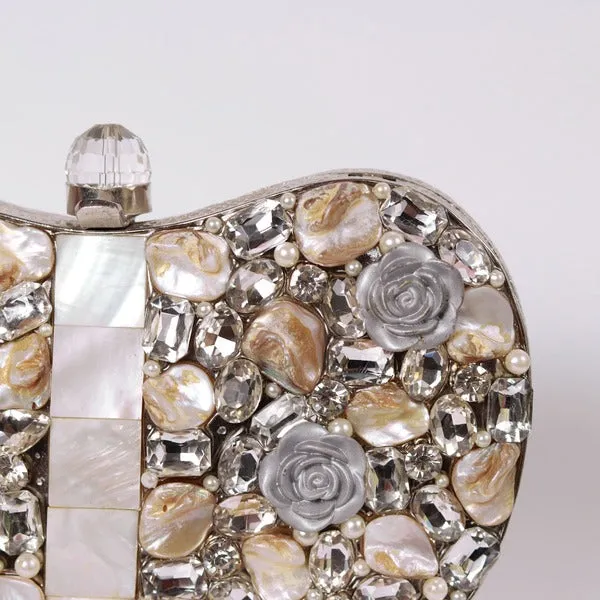Seher Embellished Brass Clutch Silver