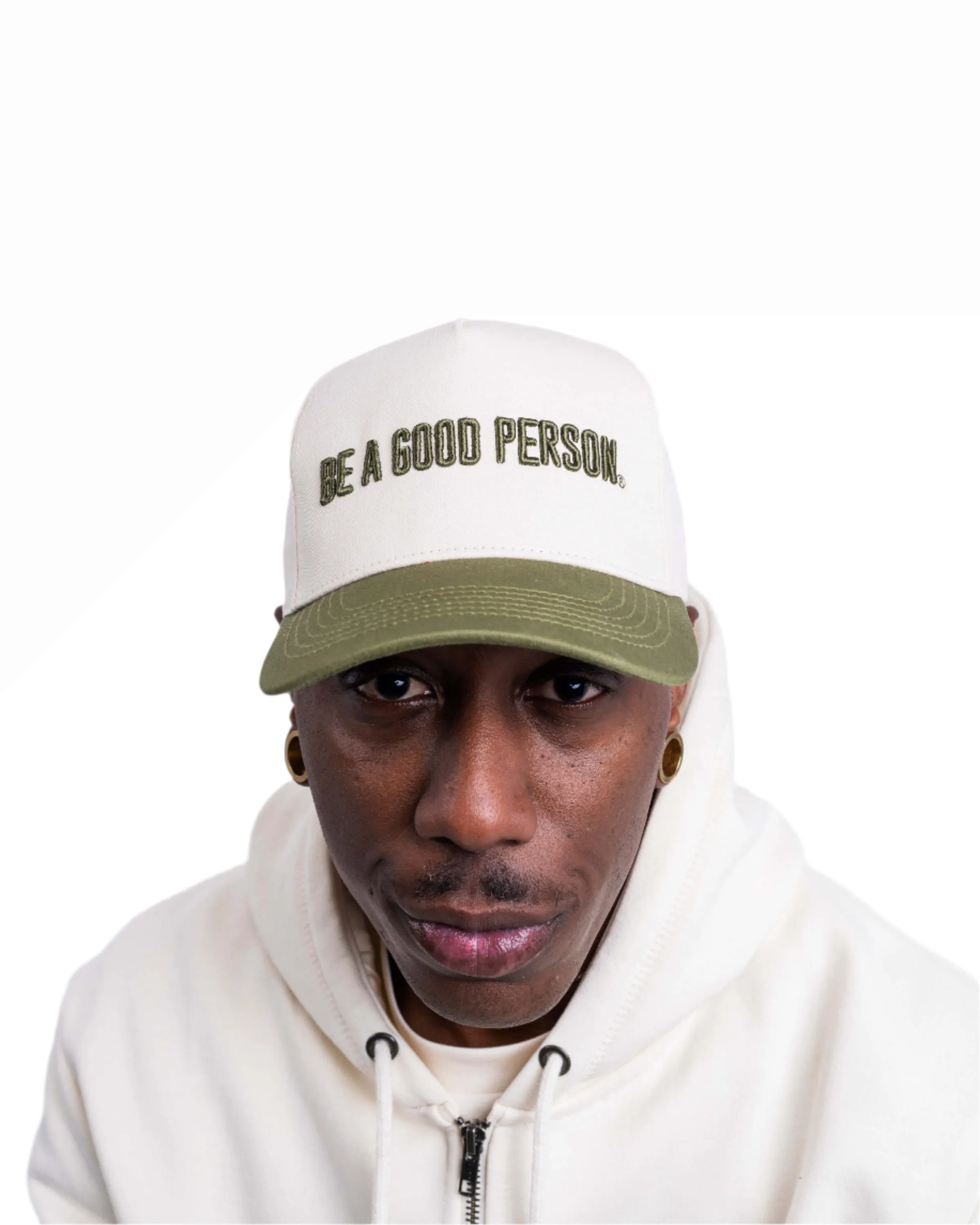 Signature Snapback Hat -Cream/Olive