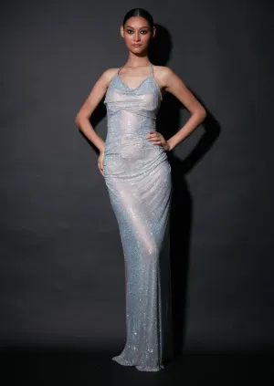 Silver Demi Cowl Gown