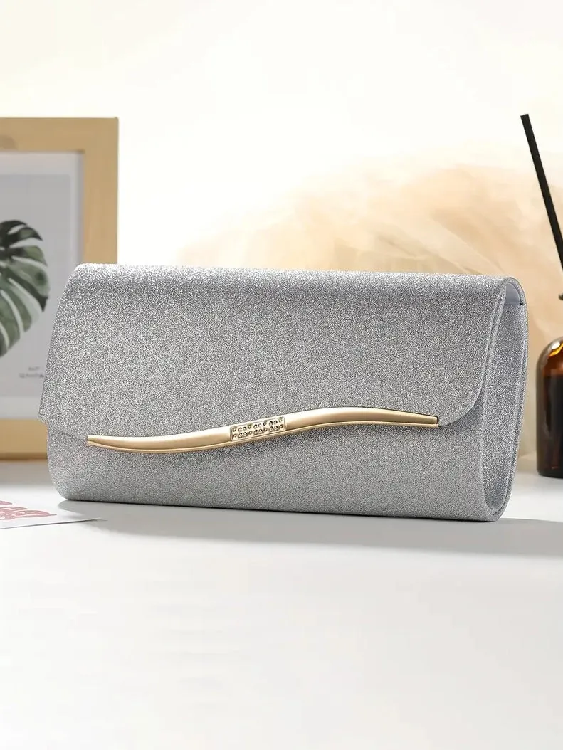 Silver Glitter Evening Clutch