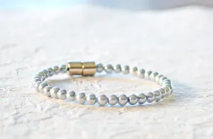 Silver Pearl Hematite Magnetic Grounding Bracelet