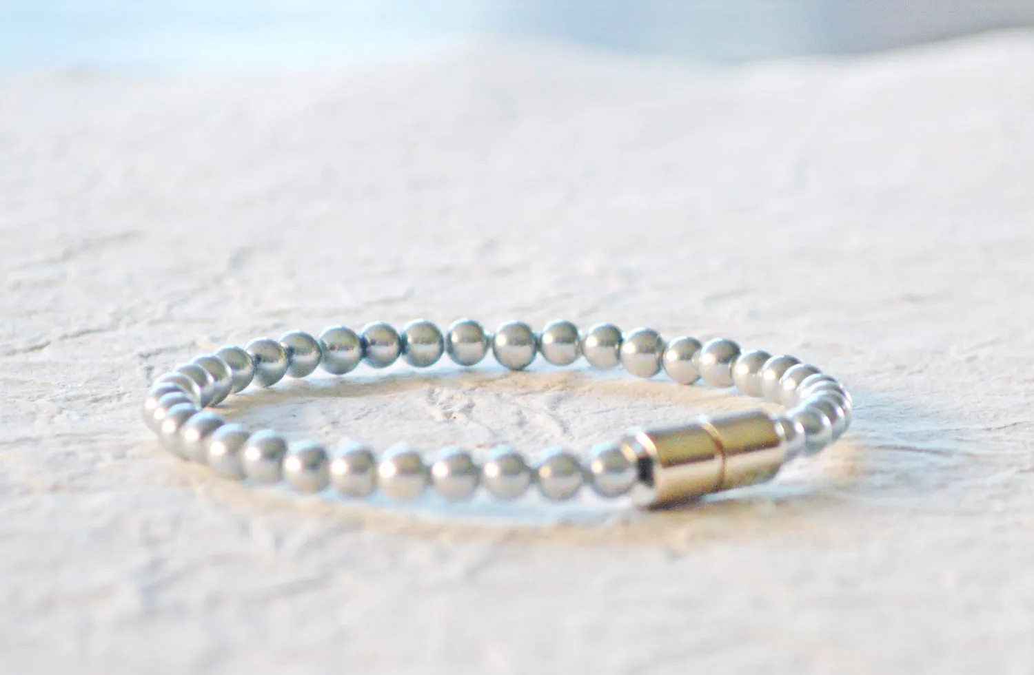 Silver Pearl Hematite Magnetic Grounding Bracelet