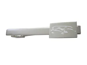 Silver Toned Etched Komodo Dragon Square Tie Clip
