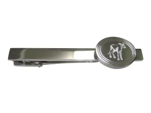 Silver Toned Etched Oval Cow Calf Tie Clip