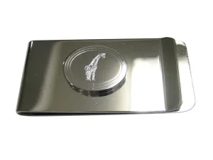 Silver Toned Etched Oval Giraffe Money Clip