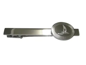 Silver Toned Etched Oval Hawk Bird Tie Clip