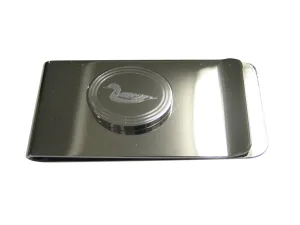 Silver Toned Etched Oval Mallard Duck Money Clip