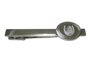 Silver Toned Etched Oval Maned Horse and Horse Shoe Tie Clip