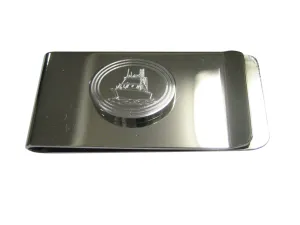 Silver Toned Etched Oval Ship Money Clip