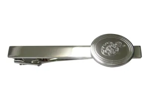 Silver Toned Etched Oval Snake Tie Clip
