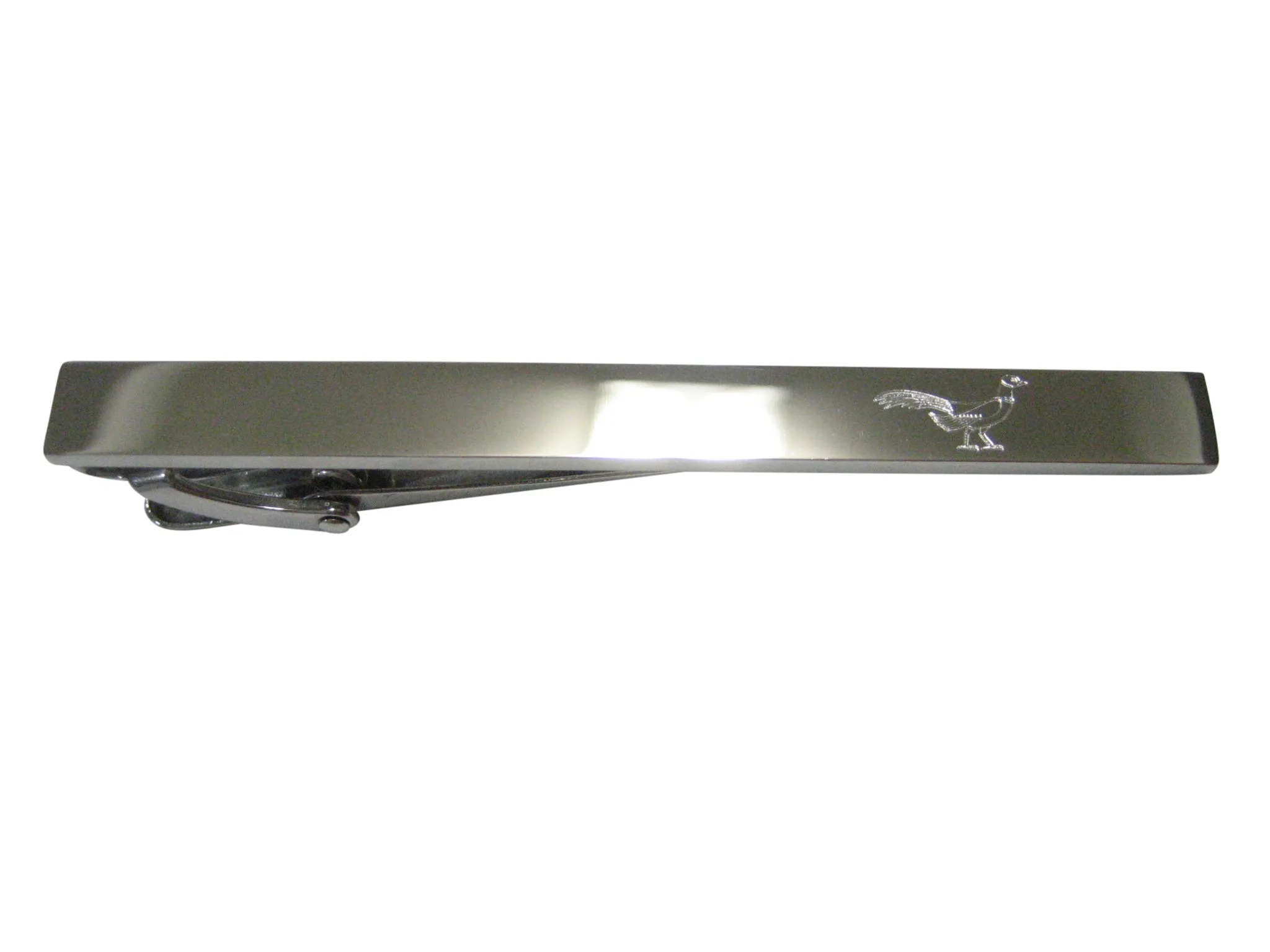 Silver Toned Etched Pheasant Bird Tie Clip