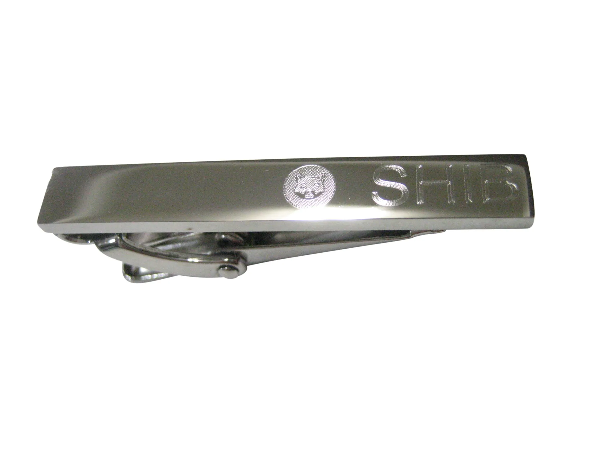 Silver Toned Etched Sleek Shiba Inu Coin SHIB Cryptocurrency Blockchain Skinny Tie Clip